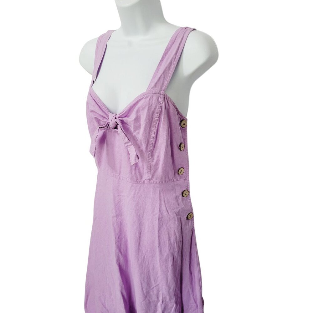 Chelsea & Violet Dress M Lilac Sleeveless Button-Side Midi Bow Detail - Picture 3 of 12